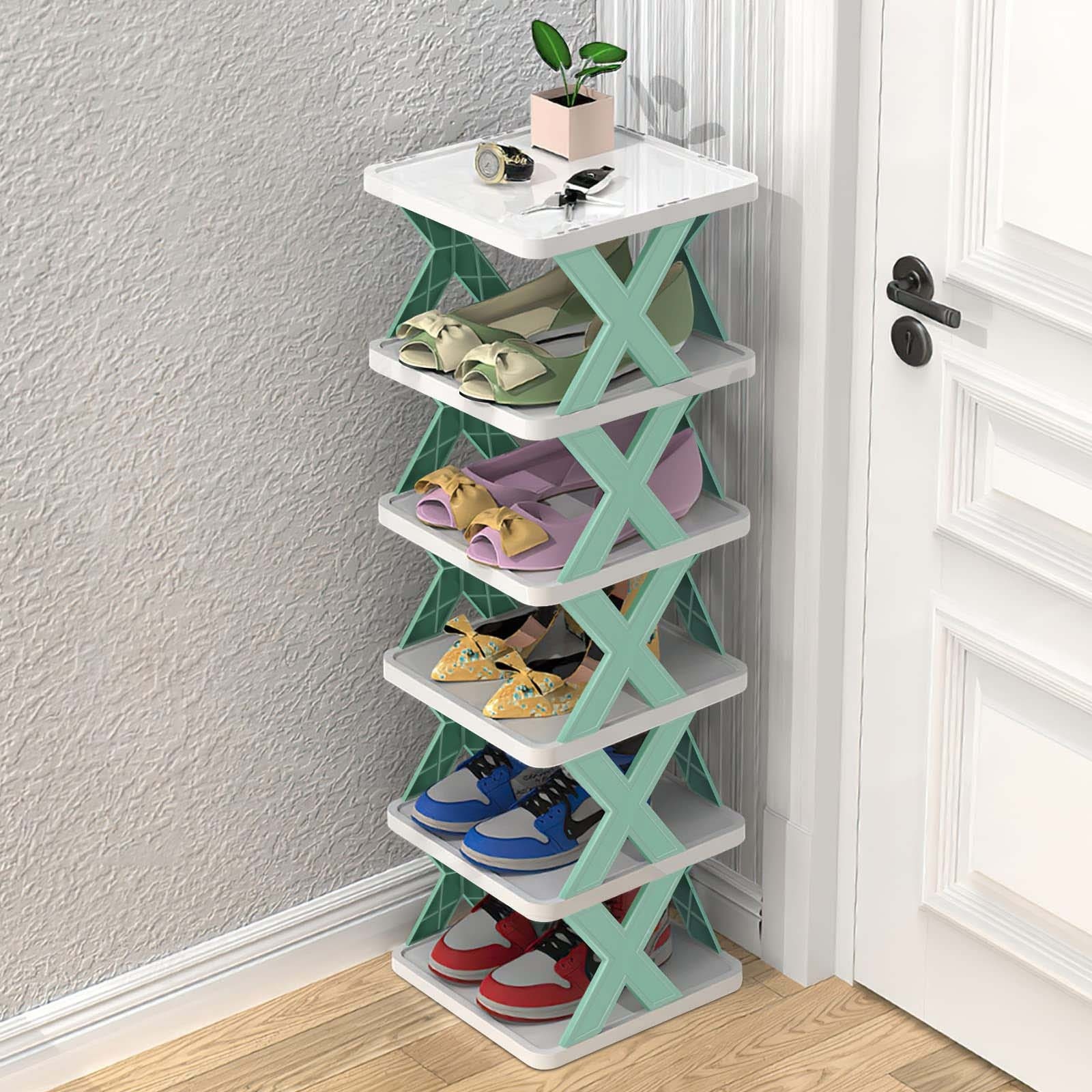 Organizator pentru pantofi cu 6 rafturi, pliabil, din plastic, usor de montat