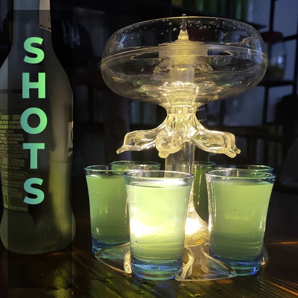 Dispenser bauturi cu 6 pahare, Turnare multipla/separat, Pentru cocktail si petreceri