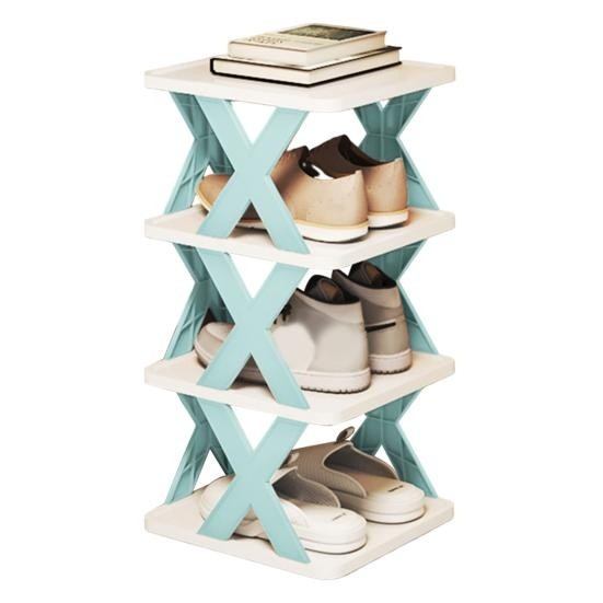 Organizator pentru pantofi cu 4 rafturi, pliabil, din plastic, usor de montat