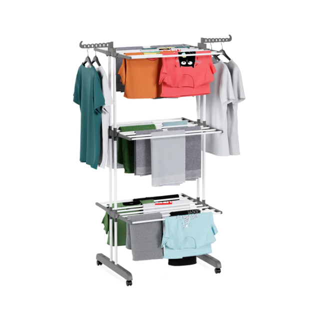 Uscator rufe, pliabil vertical, cu roti, 6 polite