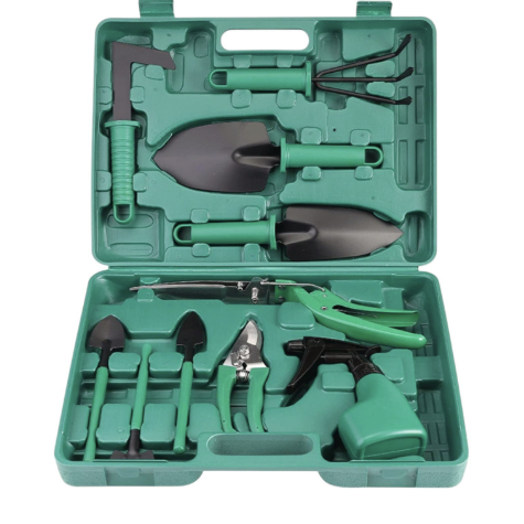 Trusa de gradinarit completa servieta platic VERDE 10 piese