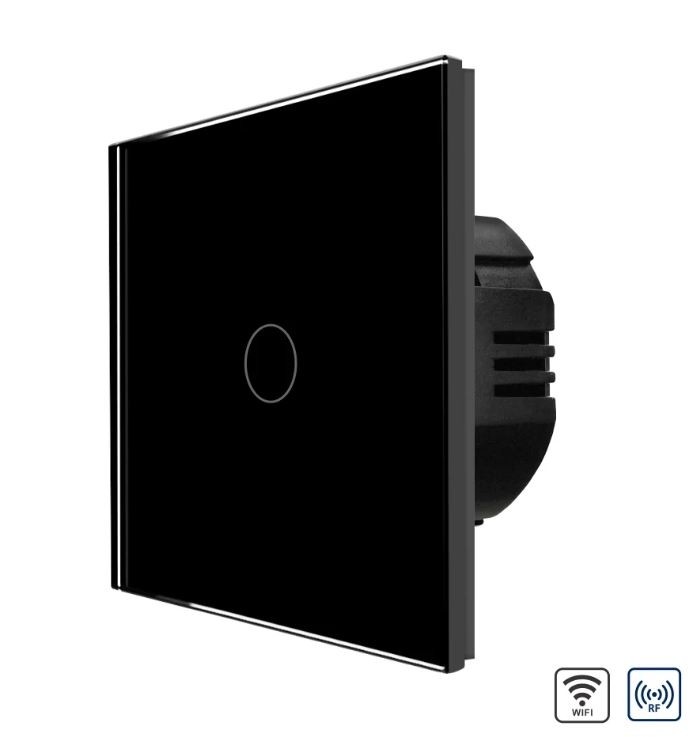 Intrerupator wireless cu touch din sticla, negru - standard italian