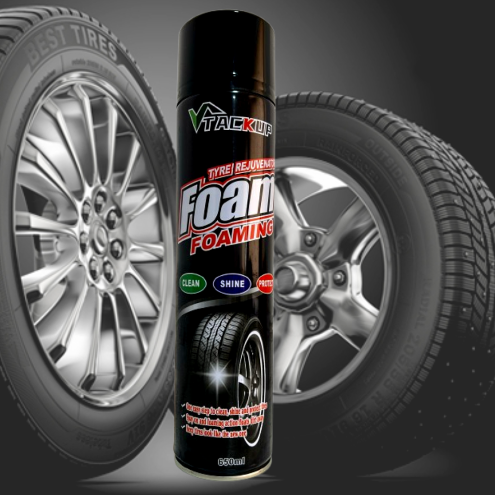 Spumă activa pentru revitalizarea Anvelopelor Strălucire Intensă și Protecție de Durată, Fără Efort