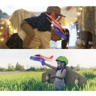 Pistol Interactiv de Jucarie Lansator de Avion cu Lumina LED, Durabil si Rezistent la Impact