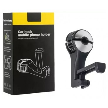 Carlig tetiera scaun auto multifunctional suport telefon, rotire 360 de grade